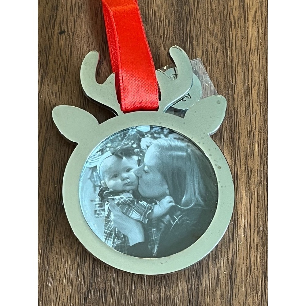 Crate Barrel Reindeer Silver Metal Ornament Festive Holiday Christmas Keepsake